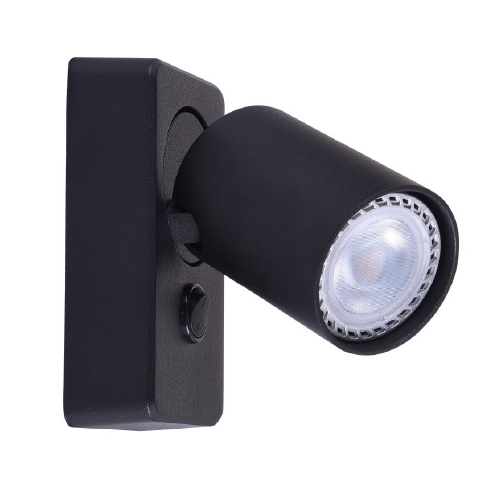 APLIQUE KATHAROSW NGO ALUMINIO 1 LUZ GU10 C/ INTERRUP NEGRO